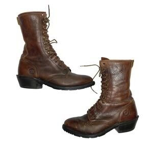 Double H Packer Boots Mens 8.5 D Brown Western Lace Up Leather